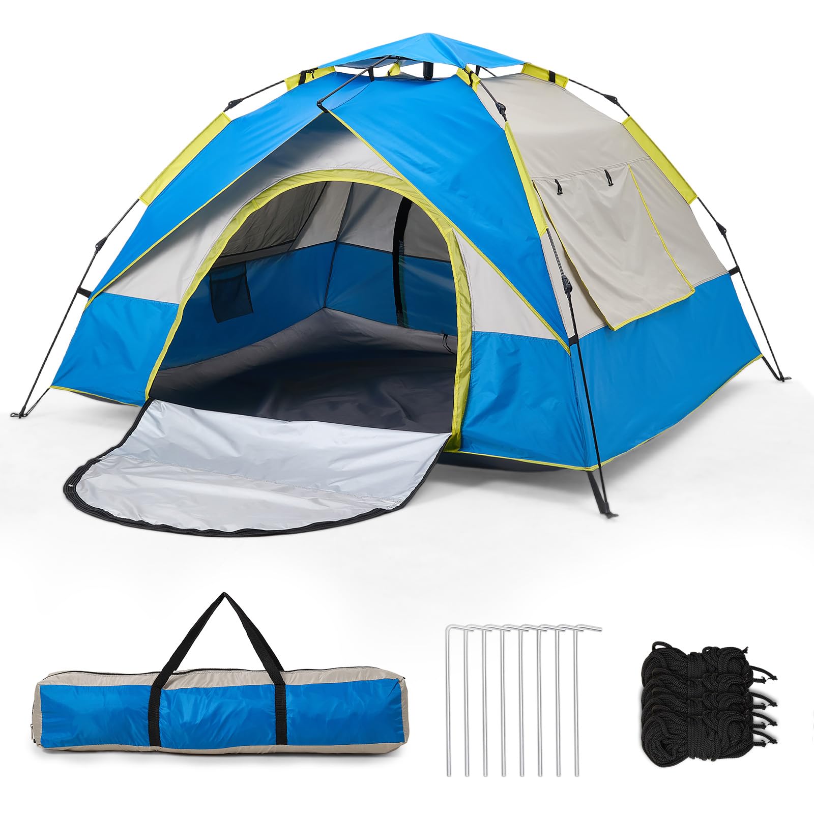 Warmiehomy Camping Tent, 3-4 Person Pop up Tent, Automatic