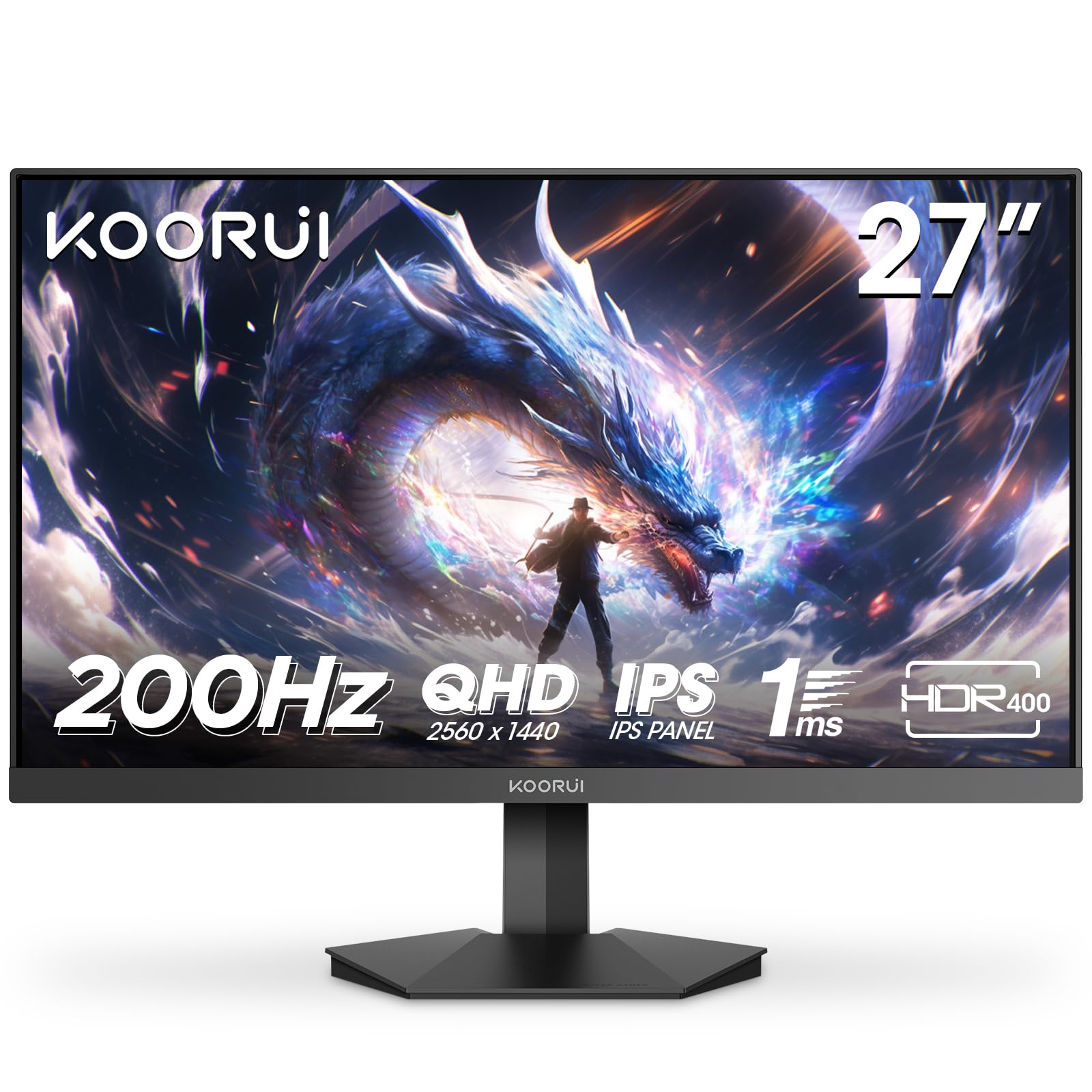 KOORUI 32 inch Curved Gaming Monitor,1440p(2560x1440),170Hz.1ms, 2K, QHD,VA 1500R, HDR10,Adaptive Sync, VESA & Eye Care Ultra-Thin Support DP/HDMI