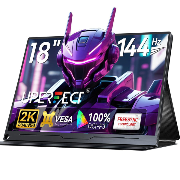 UPERFECT Portable Monitor 18.5 Inch 120Hz，Portable Gaming Monitor 1080P FHD 100% sRGB Matte Screen, IPS HDR FreeSync Speaker HDMI USB C Monitor, VESA & Smart Cover