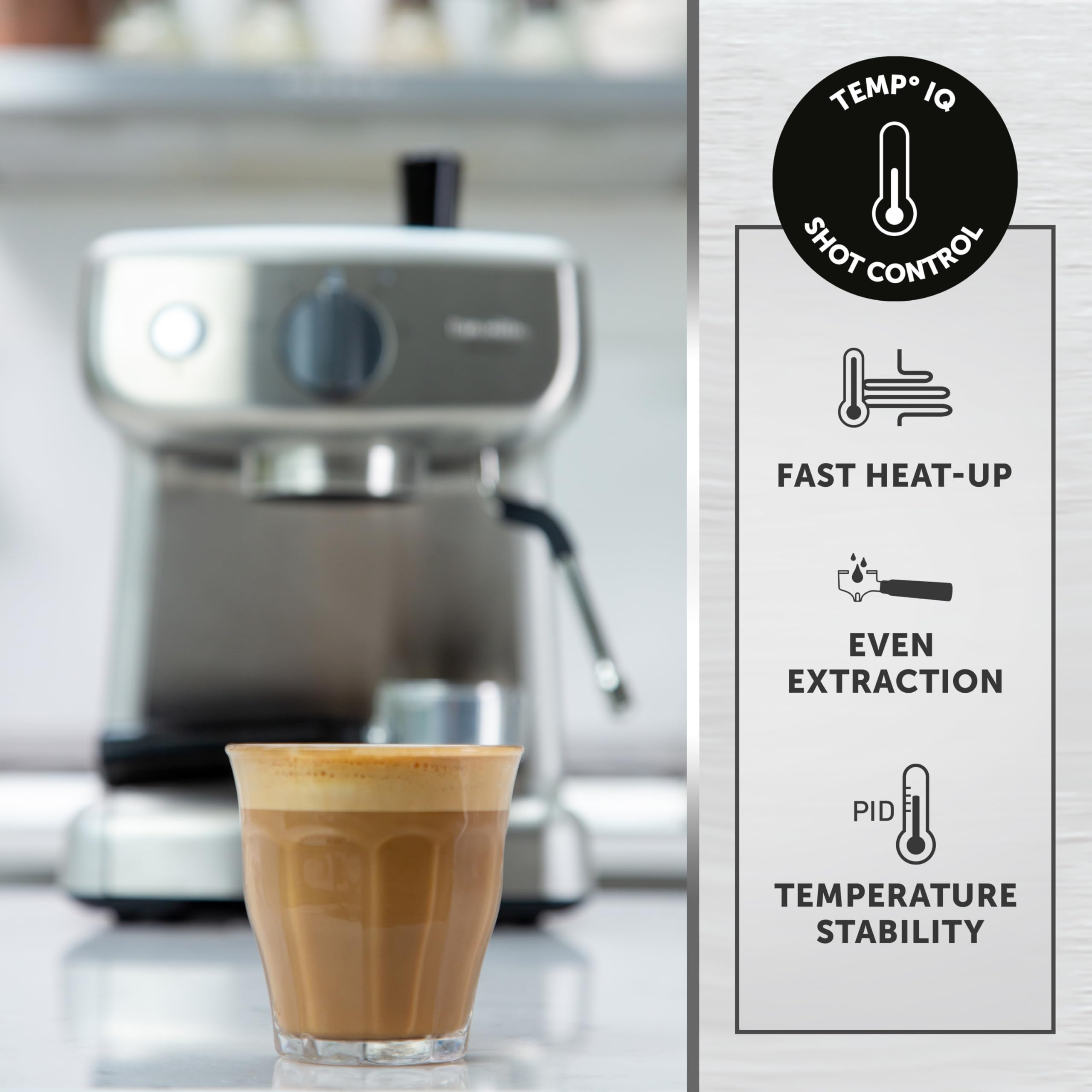 BREVILLE Barista Slimline Espresso Machine | Integrated Milk Frother | Compact Coffee Maker for Cappuccinos, Lattes & More | 15 Bar Pump | Silver [VCF185]