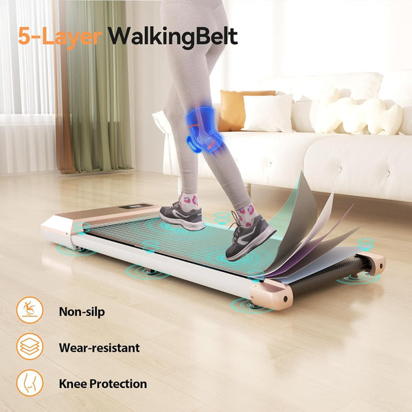 Superun Walking Pad Raceable 2.5HP APP Control Under Desk Treadmill 136KG Capacity Portable Walking Machine for Home with Training Courses and Multi-Runner Races