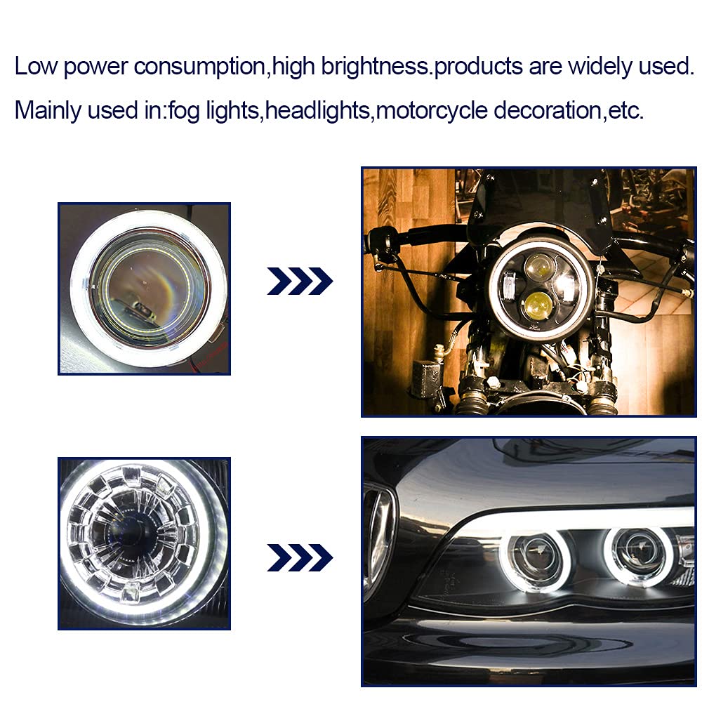 Qasim Car Angel Eyes COB Light Halo Ring 120MM 93SMD Headlight Lamp White 12V 24V(Pack of 2PCS)