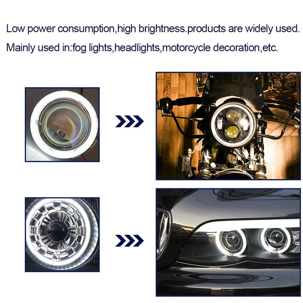 Qasim Car Angel Eyes COB Light Halo Ring 120MM 93SMD Headlight Lamp White 12V 24V(Pack of 2PCS)