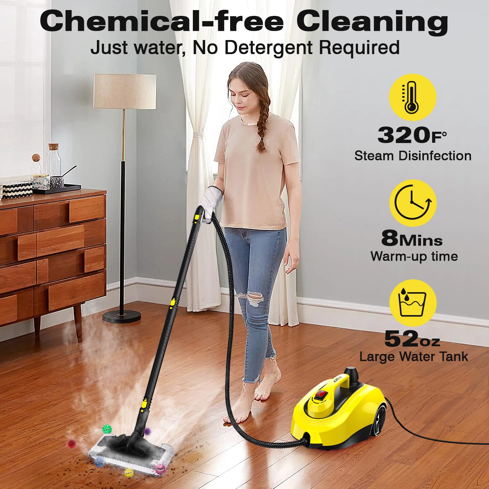 Steam Cleaners,Steam Mops for Floor Cleaning,Steam Mop with 28-Piece Accessories,5 Meter Power Cord for Floor Steamer, Removing Wallpaper,Oven,Carpet,Sofa,Upholstery,Car-Steamer Cleaning