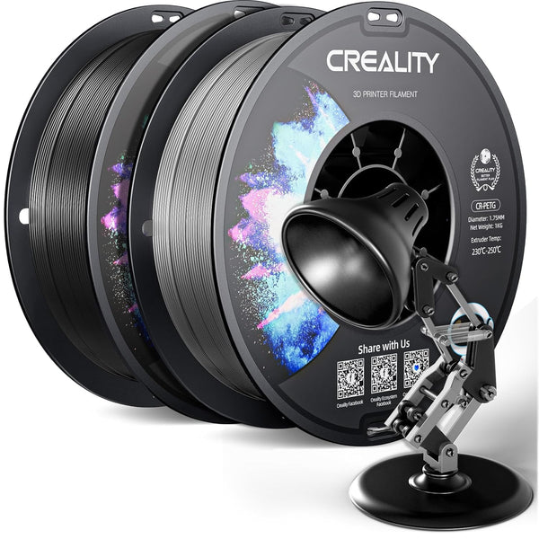 Creality CR-PETG PLA Filament 1.75mm 3D Printing Filament 4 KG, Excellent Toughness High Precision, Odorless Non-Toxic Moistureproof, 1kg(2.2lbs) Glossy for 3D Printer (Black+White+Red+Blue)*1KG