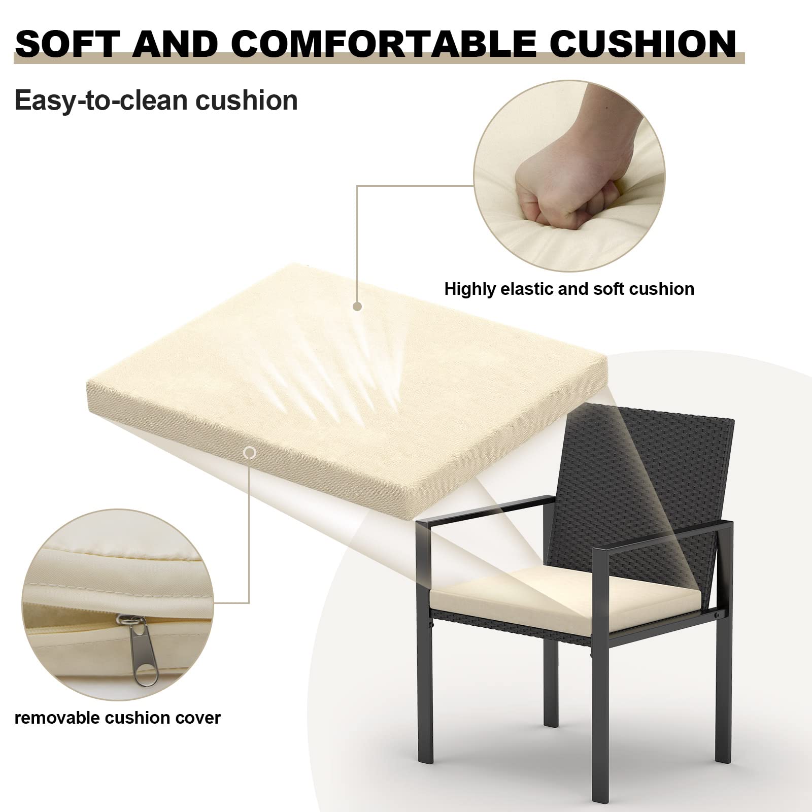 bigzzia Rattan Garden Furniture Set, 4 piece Patio Rattan furniture sofa Weaving Wicker includes 2 Armchairs,1 Double seat Sofa and 1 table (Black)