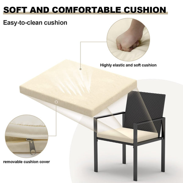 bigzzia Rattan Garden Furniture Set, 4 piece Patio Rattan furniture sofa Weaving Wicker includes 2 Armchairs,1 Double seat Sofa and 1 table (Black)