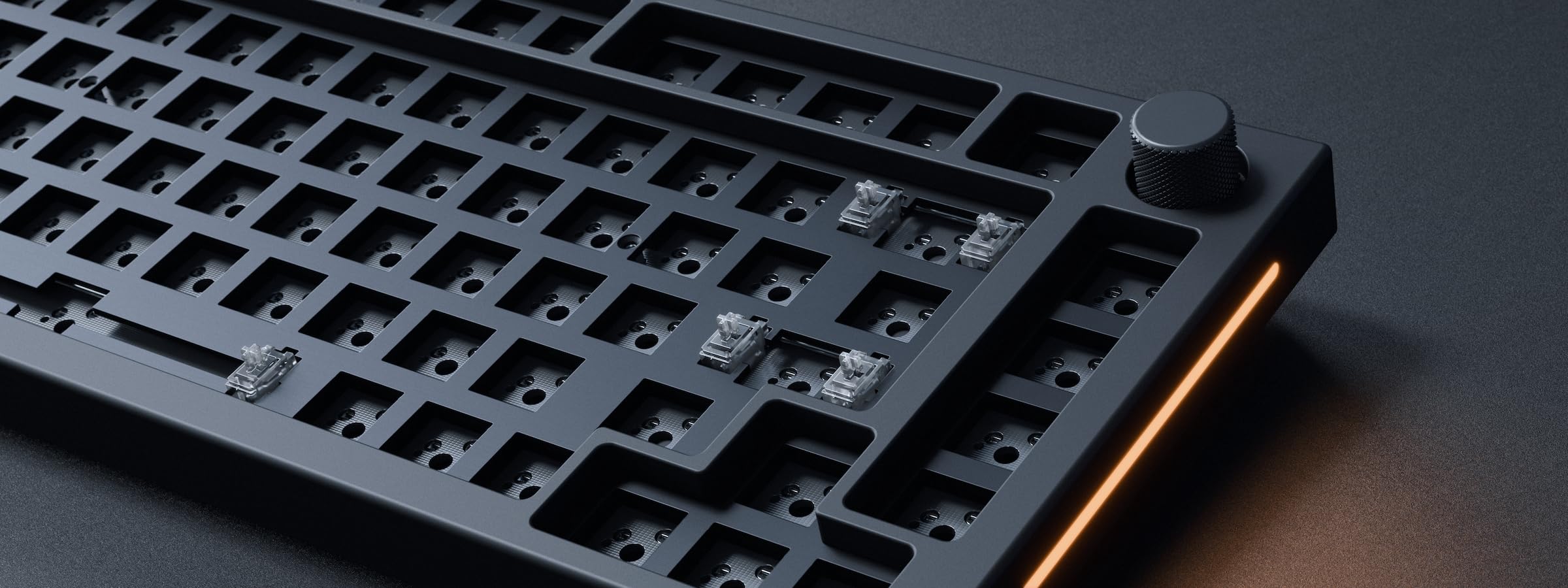 Glorious Gaming GMMK PRO 75% Barebones (Frame Only) - Modular Mechanical Gaming Keyboard, TKL Size (75%), 1.5kg Frame, RGB, Customisable, 5-Pin Switch Support, International/ISO Layout - Black Slate