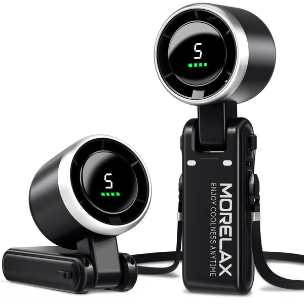 Morelax Personal Handheld Fan,High-Speed Turbo Fans,5-Speed with LED Display,Powerful Motor,4000mAh,USB Rechargeable Portable Cooling Fan for Outdoor Activities,Travel,Working,White