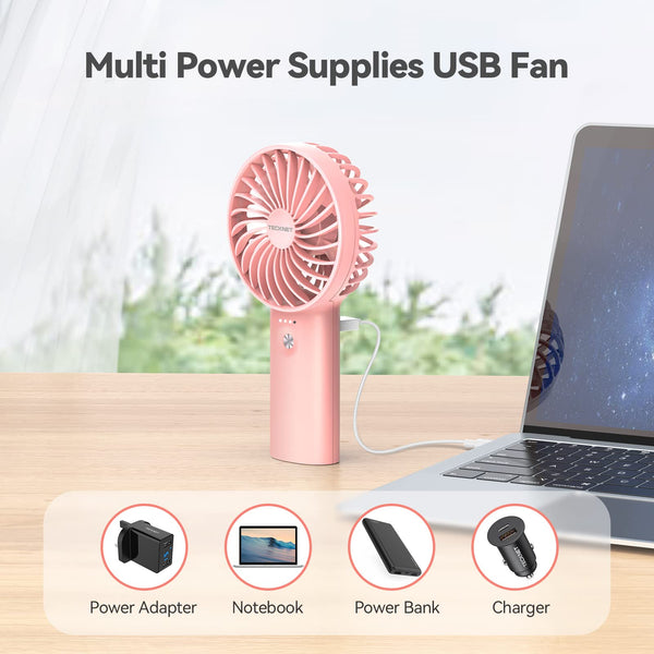 TECKNET Handheld Fan, Portable USB Hand Held Fans Rechargeable Mini with 7000mAh Power Bank, Mini Personal Electric Fan 3 Adjustable Speed Desk Fan for Home/Office/Travel (White)