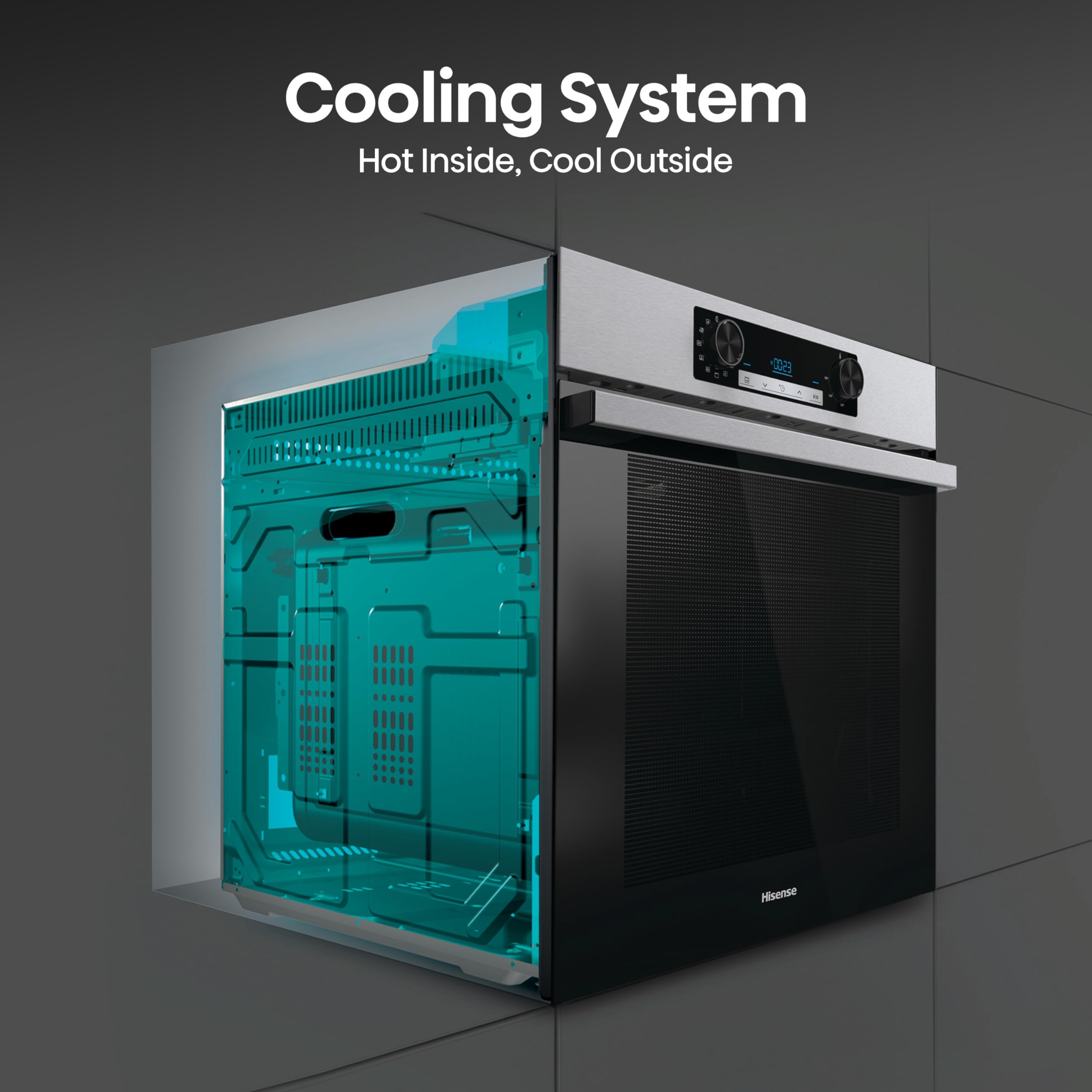 Hisense BI64211PB 77 Litre Built In Electric Single Oven With Pyrolytic Cleaning, Pizza Mode, Multiphase Cooking- Black 22x23x23 inches (LxWxH) - A+ Rated, Extra Large