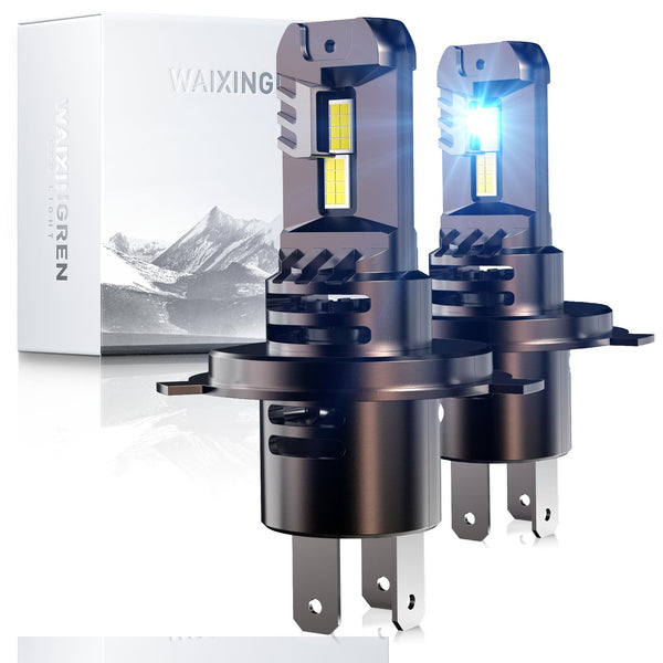 WAIXINGREN H4 Led Headlight Bulbs, 6500K Cool White, 60W 26000LM H4 Headlight Bulbs led with Fan, No Adapter Required, Plug and Play Easy Installation, Pack of 2 (H4/9003/HB2)