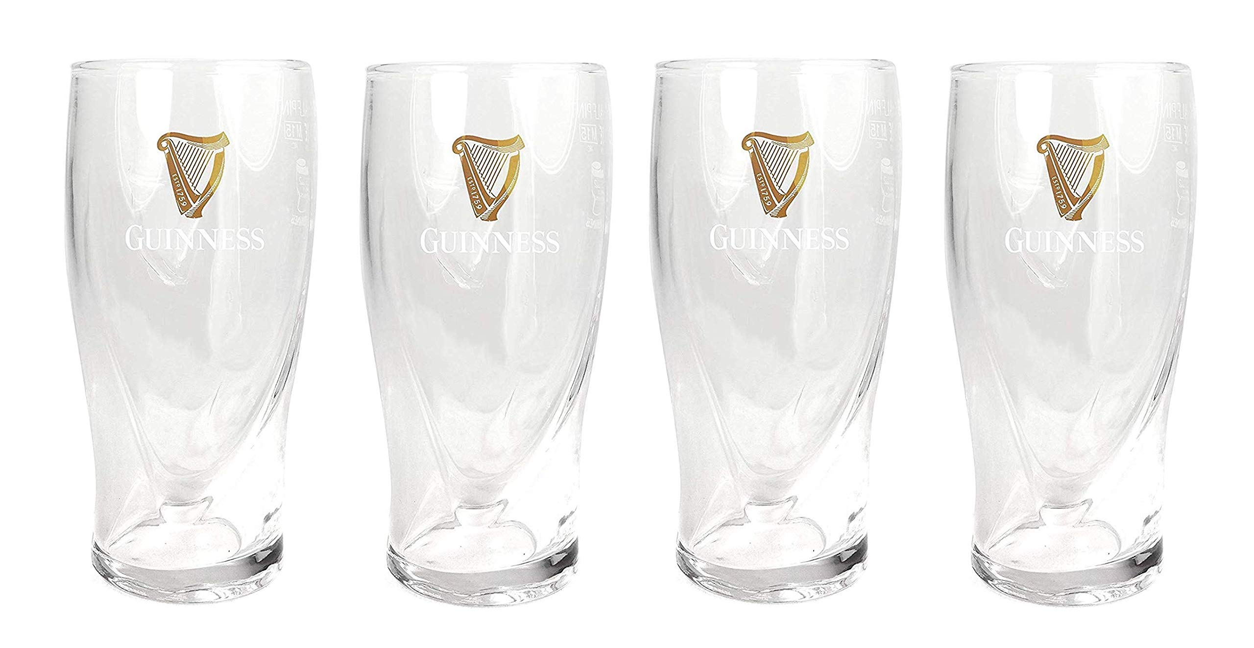 Guinness Official Merchandise Embossed Pint Beer Glass (Set of 4), 568ml
