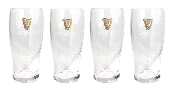 Guinness Official Merchandise Embossed Pint Beer Glass (Set of 4), 568ml