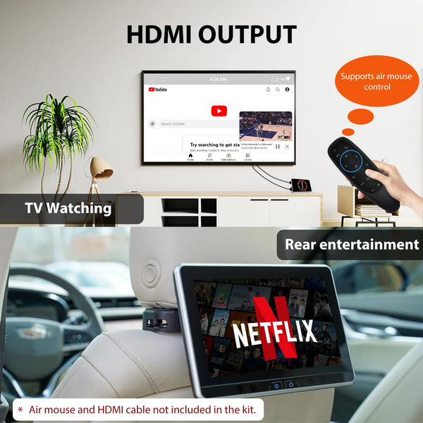 Sunweyer Wireless CarPlay Adapter Car Streaming Device Ai Box Support Netflix, YouTube, Hulu, Disney+, Android Auto Wireless Adapter with LED Ambient Light, Easy to Setup 3 in 1, Dual WiFi Bluetooth