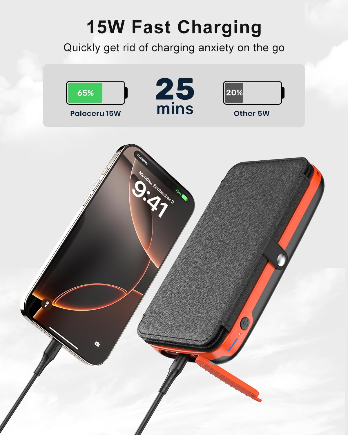 Paloceru Solar Power Bank 26800mAh - Portable Solar Charger with 4 Foldable Panels – PD QC 3.0 Fast Charging Battery Bank with USB C Output/Input - Outdoor Battery Pack with Flashlight for Camping