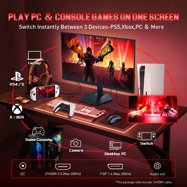 Minifire 27 Inch Gaming Monitor, 180Hz, Curved Gaming Monitor, Built in Speaker, Crosshair, 1Ms, sRGB130%, FHD 1080P Computer Screen, VESA Compatible, Eye Care Adaptive Sync HDMI＆DP Prots （MFG27C1 ）