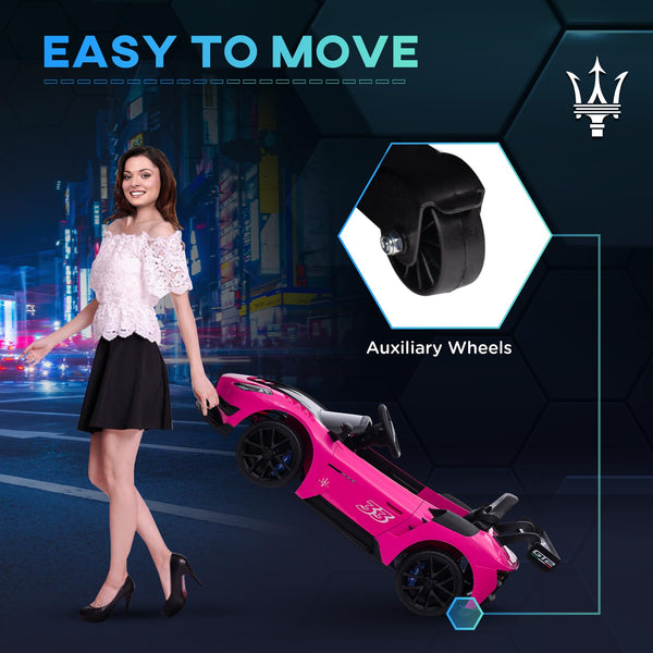 AIYAPLAY Maserati GT2 Licensed 12V Electric Car for Kids, Kids' Electric Ride on with Suspension System, Remote Control, USB, Music, Horn, Lights, Auxiliary Wheels, for Ages 3-5 Years, Grey