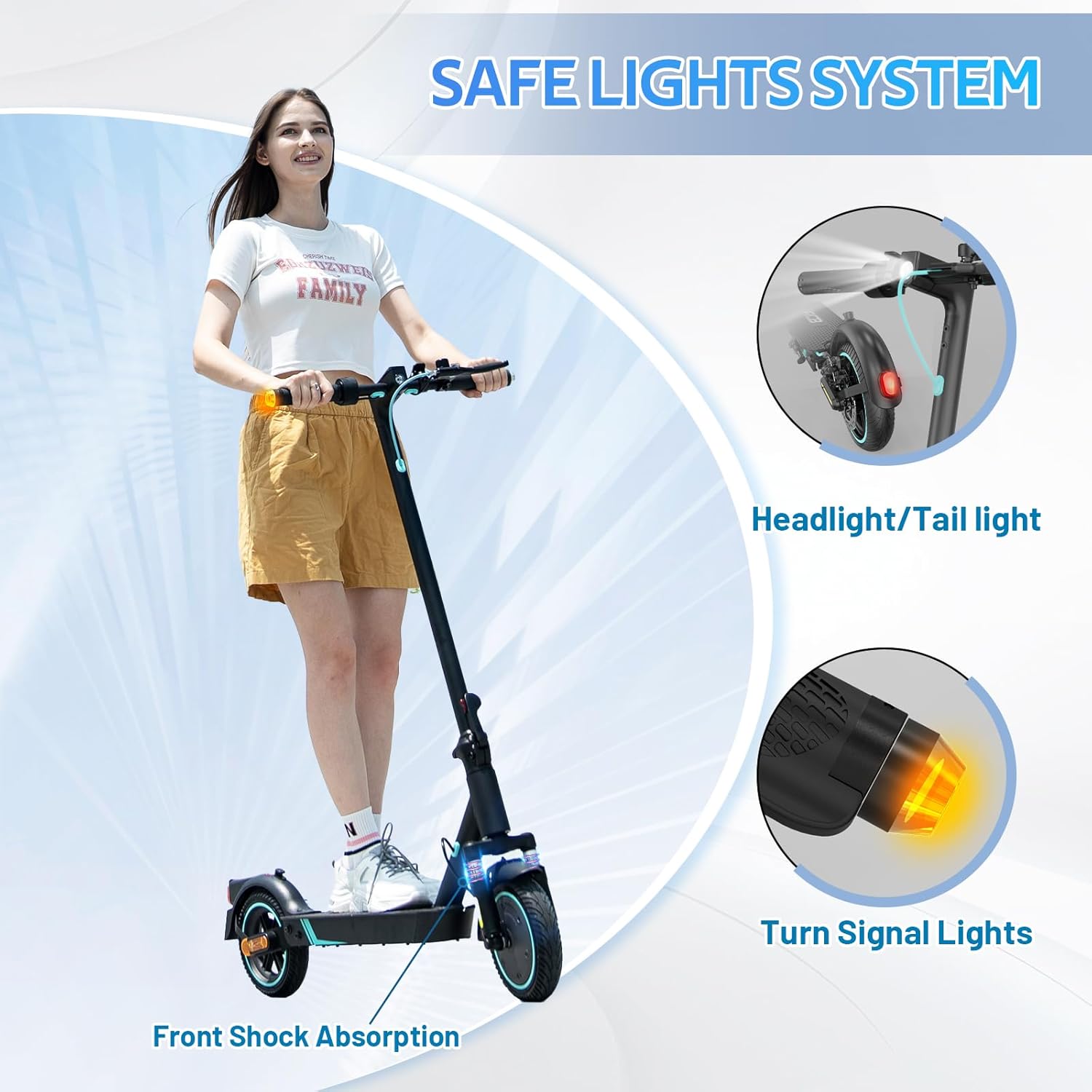 RCB R17/R19 Electric Scooter, Max 25 km/h, 350W-500W Motor, 7.8-11.4AH Battery, 8.5''-10'' Solid Tires, APP Control, Max Load 120 kg, 3 Speed Settings Foldable, Double Brake, Double Shock Absorbers