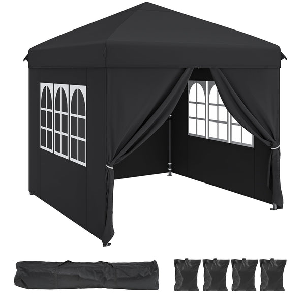 YITAHOME 3x3M Outdoor Pop Up Gazebo with Sides and Windows, Waterproof Folding Garden Canopy All Seasons Camping Gazebo Anti-UV with Adjustable Height Stakes Rope Carry & Weight Bags for Party Event