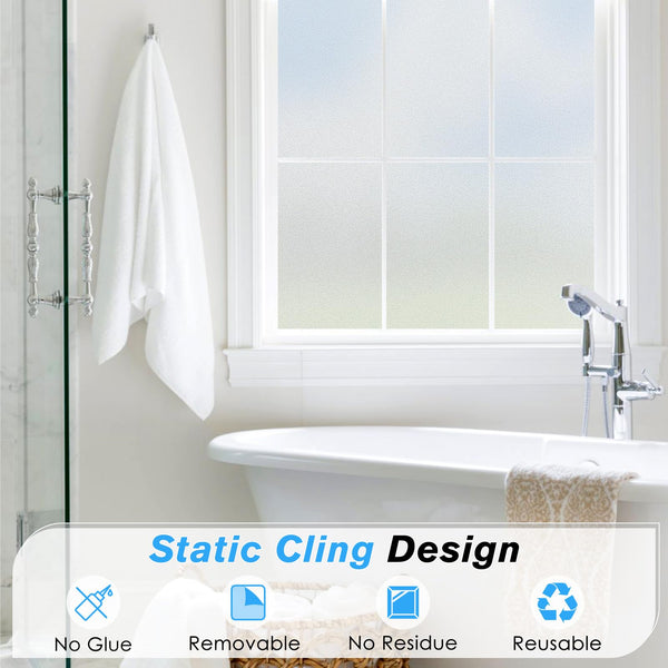 Haton Window Film Privacy for Glass Windows Frosted Film Frosting 90x300cm, Opaque Glass Sticker Self Adhesive Roll UV Block No Glue Static Cling