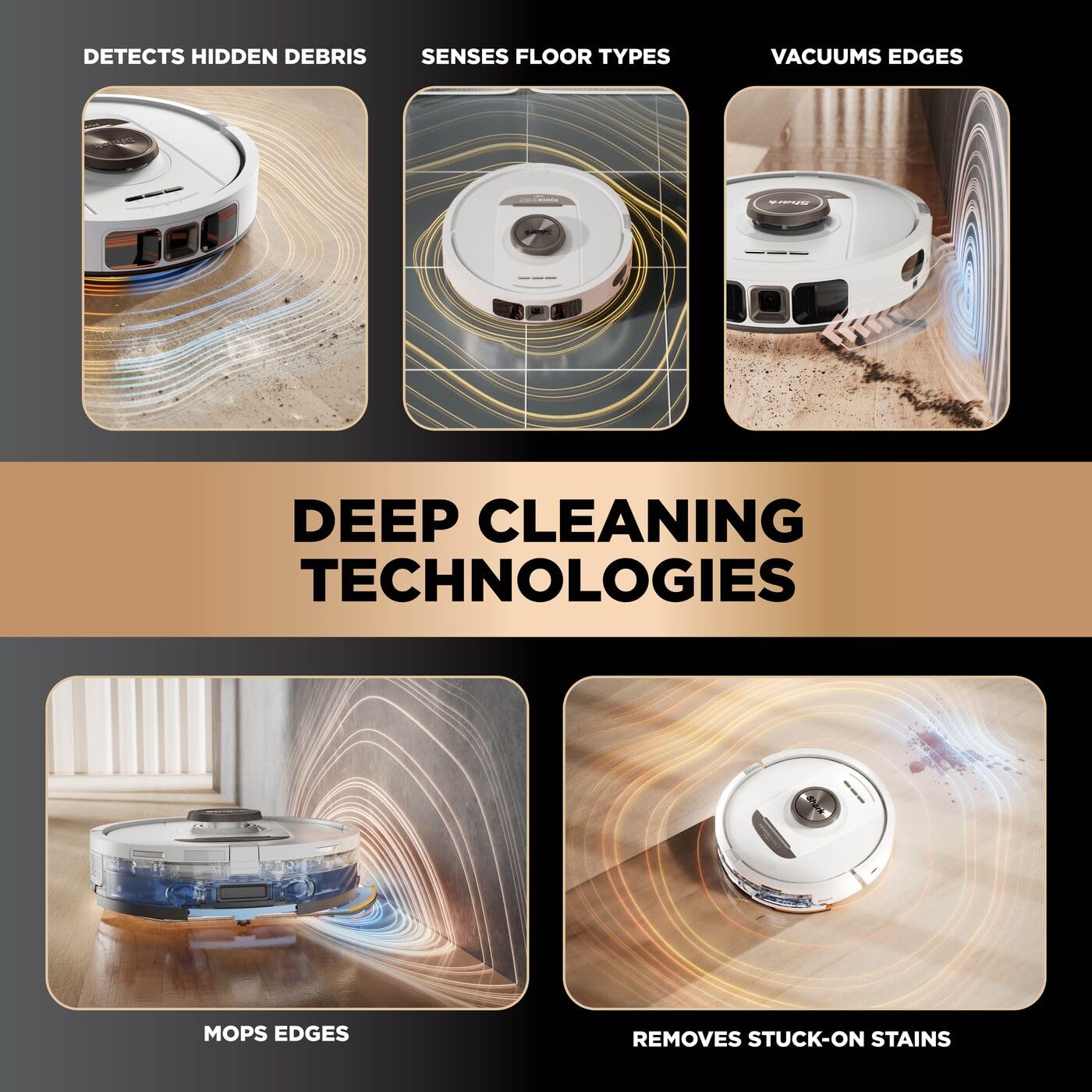 Shark PowerDetect 2-in-1 Robot Vacuum & Mop, NeverTouch Pro 60-Day Self Empty, Self-Refill and Self-Clean Robot Vacuum with 3D & LiDAR Navigation, NeverStuck Obstacle Bypass, WiFi/App White