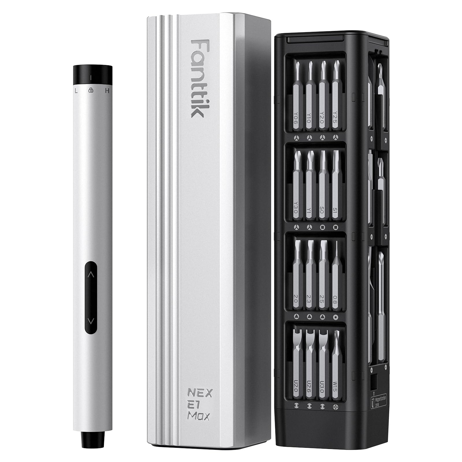 Fanttik E1 Max 3.7V Electric Screwdriver, Mini Precision Screwdriver Set, 50 Magnetic Bits, Magnetic Storage, 5/32‘’Hex, Repair Tool Kit for Electronics Phone Camera Laptop Watch (Grey)