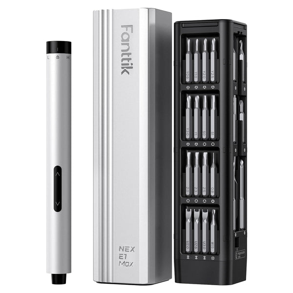Fanttik E1 Max 3.7V Electric Screwdriver, Mini Precision Screwdriver Set, 50 Magnetic Bits, Magnetic Storage, 5/32‘’Hex, Repair Tool Kit for Electronics Phone Camera Laptop Watch (Grey)
