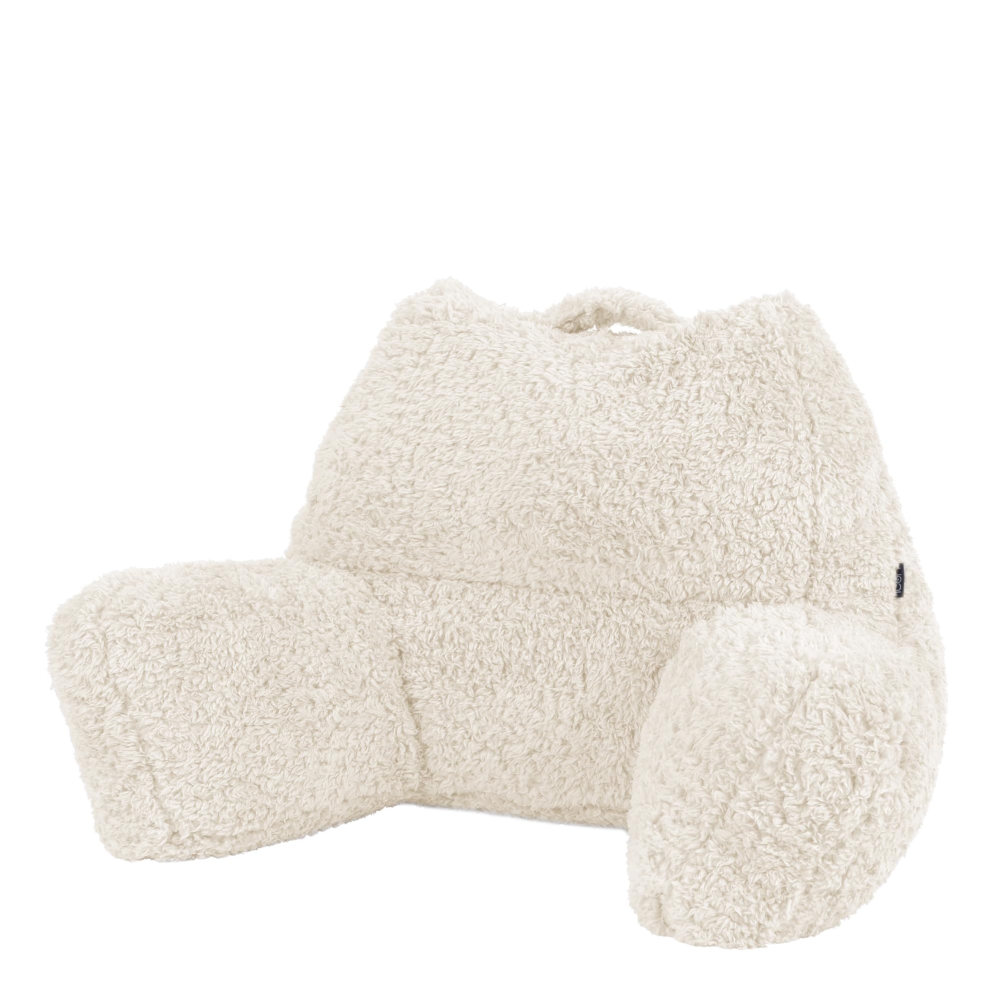 icon Teddy Bear Fluffy Fleece Cuddle Cushion, Cream, Reading Pillow, Back Support Cushion, Back Support Pillow for Bed with filling included, Ideal as