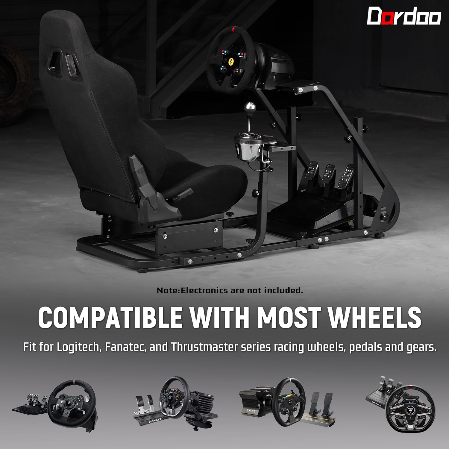 Dardoo G923 Racing Simulator Cockpit with Seat Fit for Logitech/Thrustmaster/MozaG29 G27 G920 T150,Sim Racing Cockpit,Not Include Wheel, Pedal and Shifter