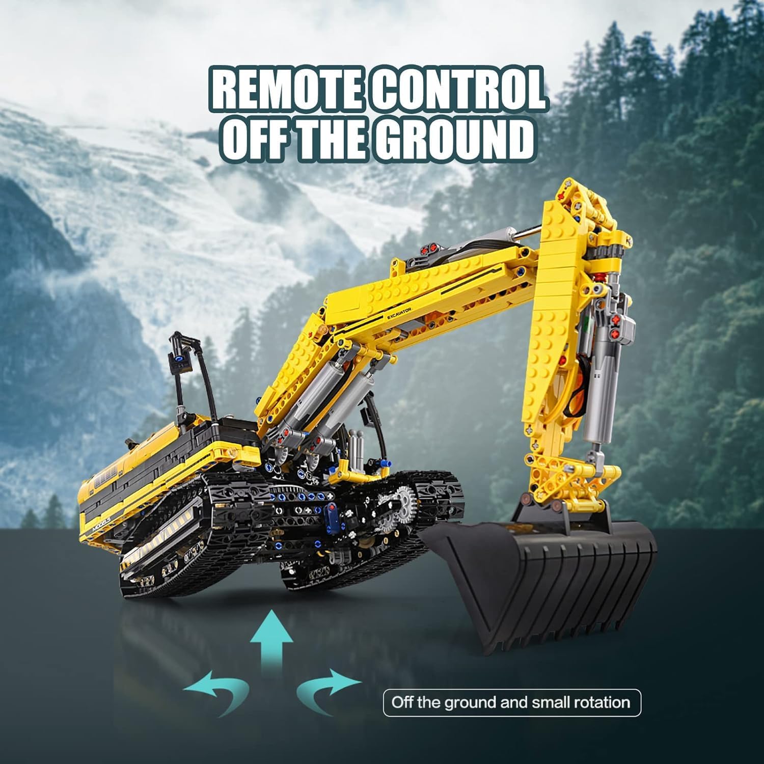 Mould King 13112 Remote Control Excavator Building Toy, APP Control Digger Kits Gift for Assembly Toy Collection Fans,Yellow