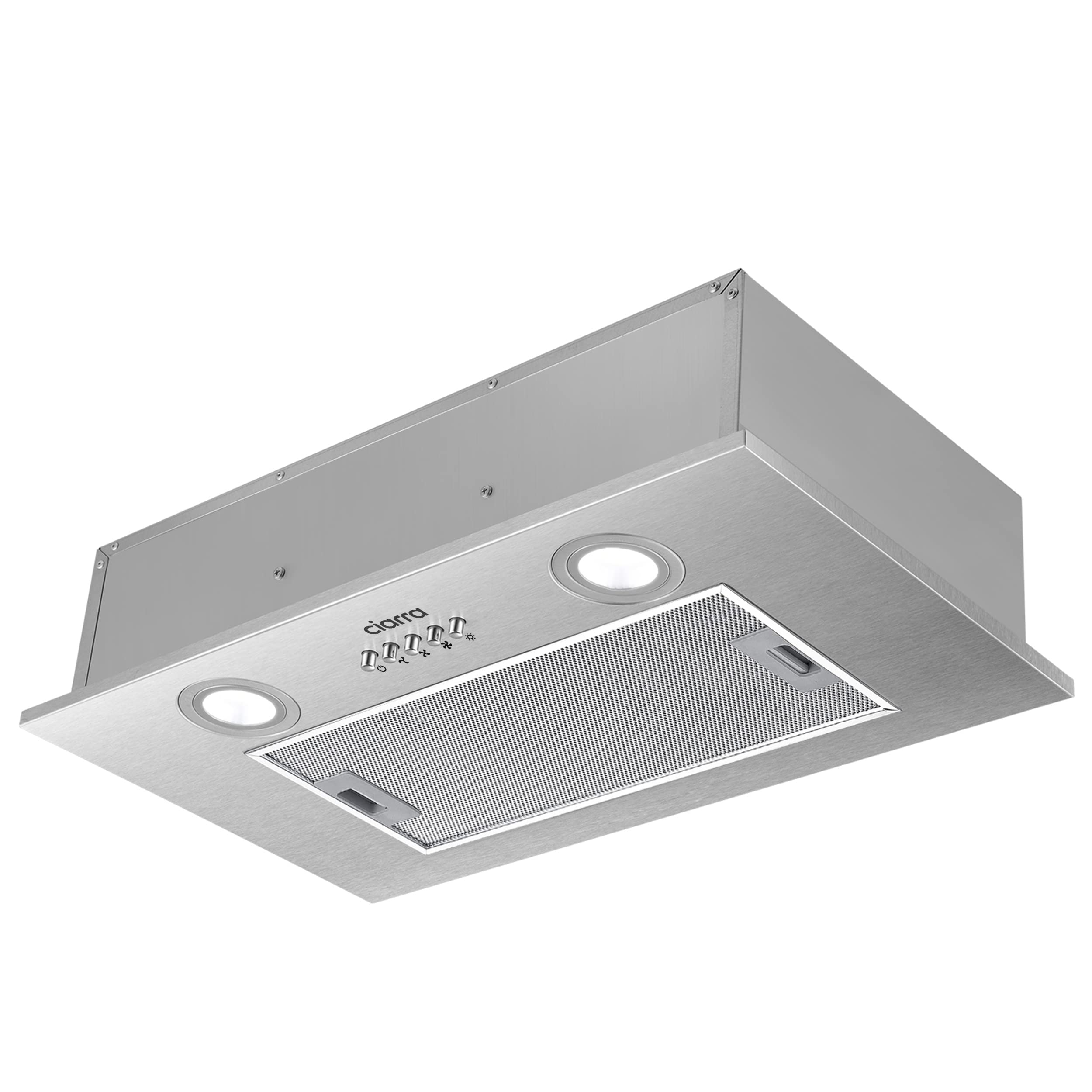 CIARRA Integrated Cooker Hood 52cm CBCS5913A Stainless Steel Built in Extractor Hood LED Light 3 Speeds Undercabinet Extractor Fan
