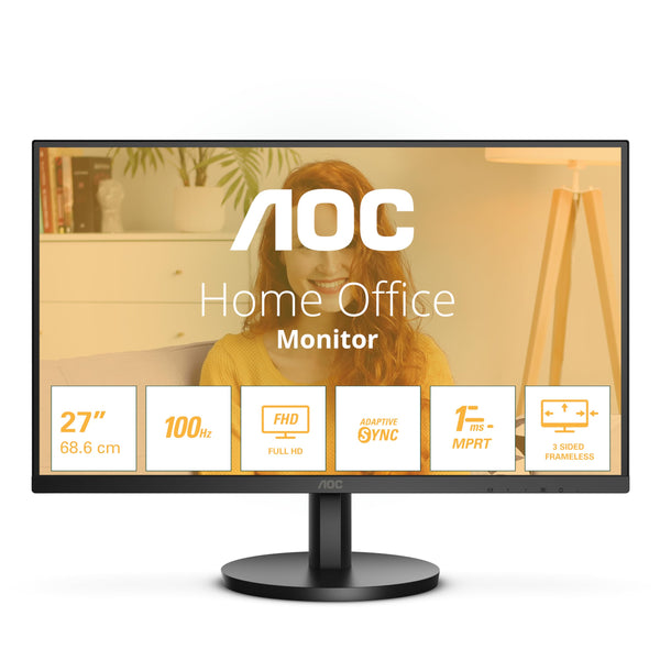 AOC 27B3CA2 - 27 Inch FHD Monitor, 100Hz, IPS, Speakers, USB-C Connectivity, FlickerFree, Adaptive Sync, LowBlue (1920 x 1080, 250 cd/m2, HDMI 1.4 / USB-C 65W Power delivery)