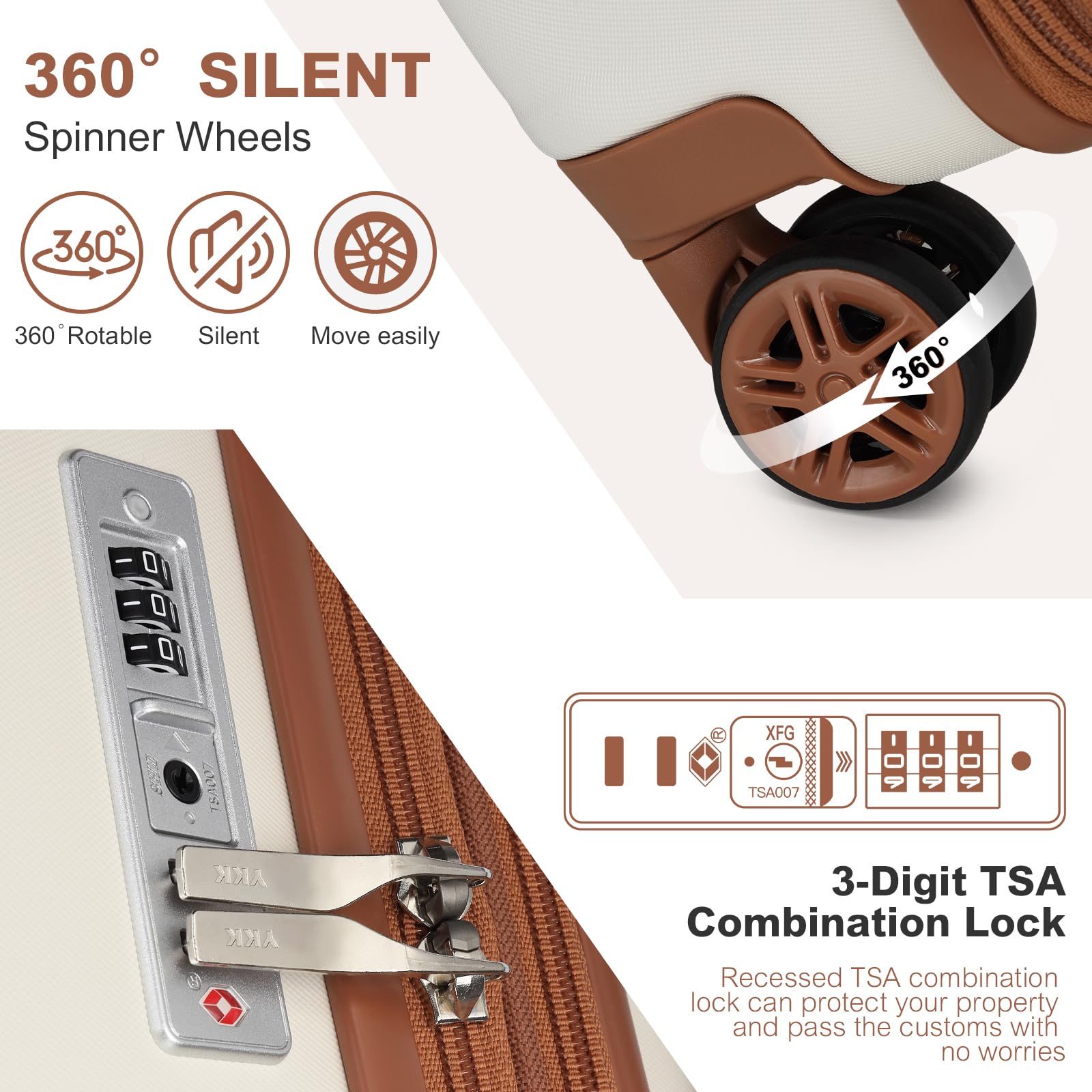 Kono Lightweight 28" Large Suitcase | Hard Shell with TSA Lock | 4 Dual Spinner Wheels | Expandable Design for Easy Travel | Perfect for Business & Vacation (Cream White,75x47.5x29.5cm)