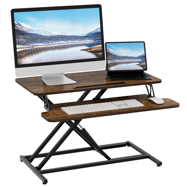 ERGOMAKER Standing Desk Converter, 36"/91cm Wide Height Adjustable Quick Sit to Stand Up Desk Riser for Dual Monitor