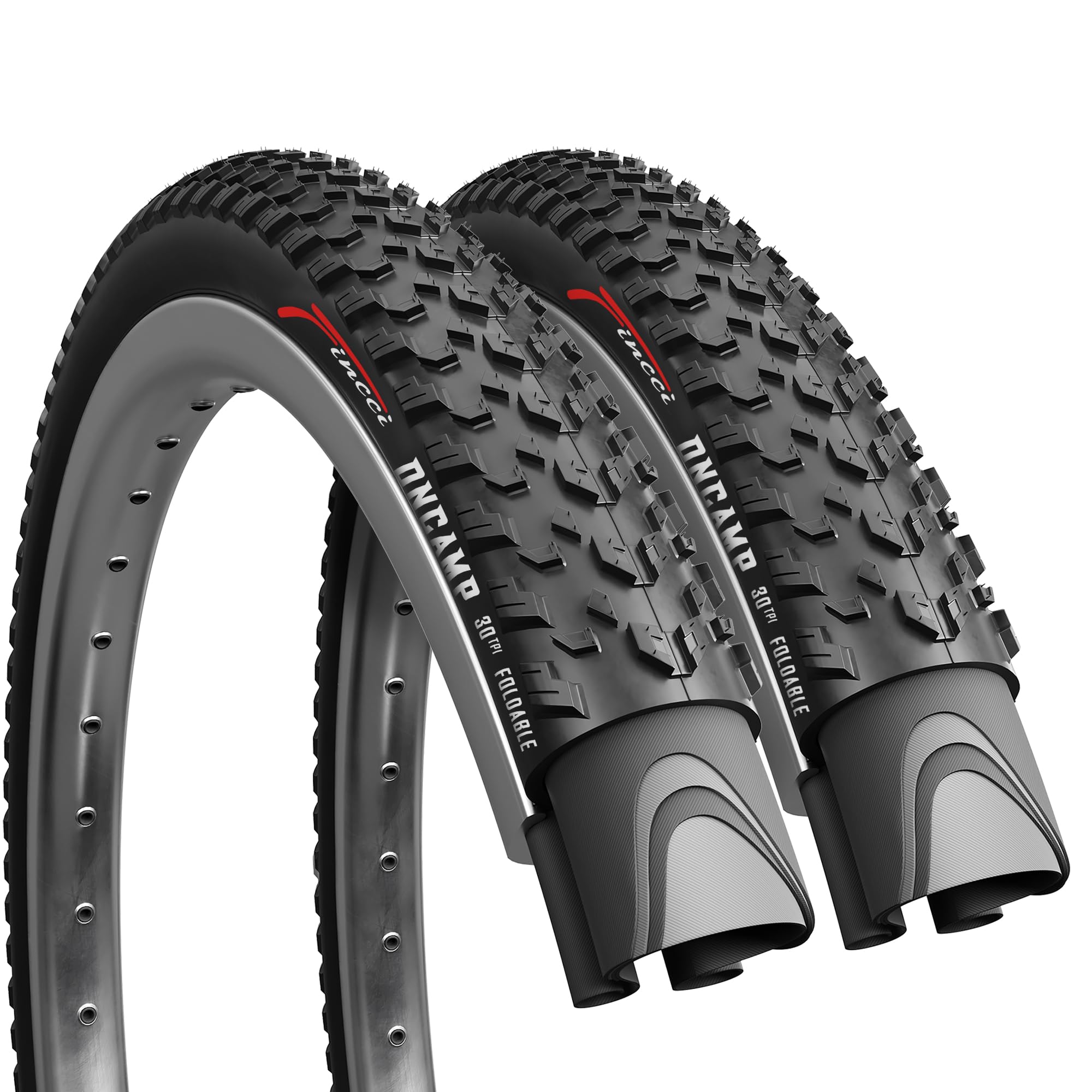 Fincci Pair 27.5 MTB Tyres - Foldable 27.5 x 2.10 Mountain Bike Tyre - 30 TPI - Tyres 54-584 for MTB, Mud Dirt Offroad, Road, Hybrid, Cross Country