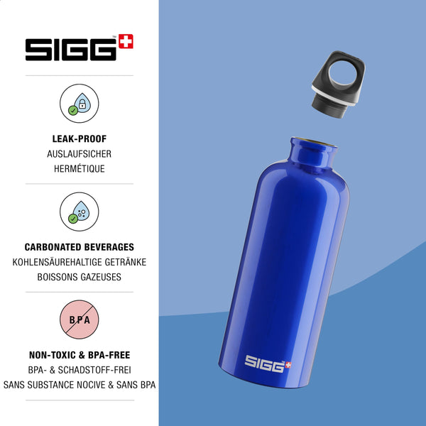 Sigg - Aluminum Water Bottle - Traveller - Climate Neutral Certified - Suitable For Carbonated Beverages - Leakproof & Lightweight - BPA Free - 0.6L / 1L/ 1.5L