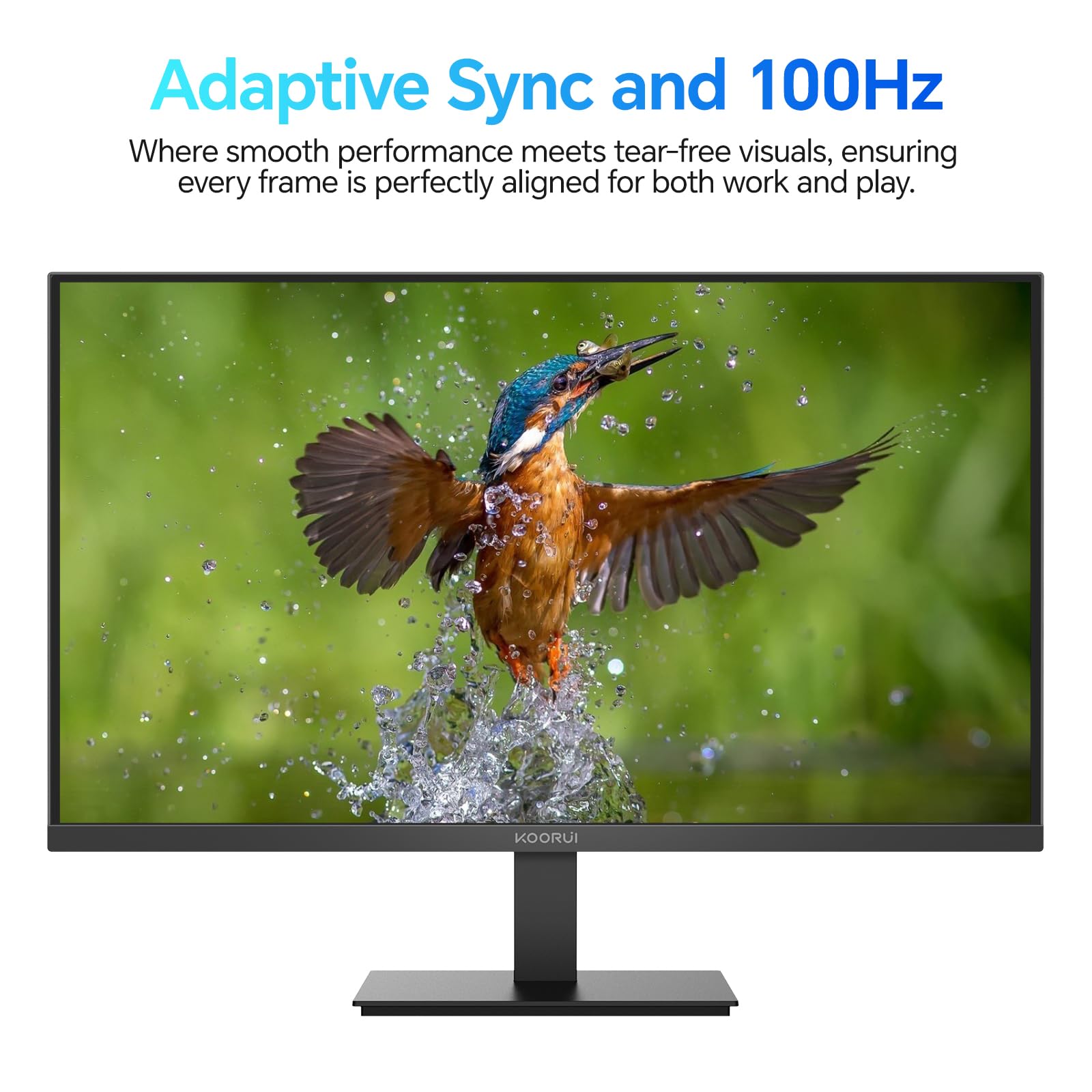 KOORUI E2711F 27 Inch FHD Monitor, Gaming 100Hz, IPS Computer Monitors, 1080P Pc Screen, Adaptive Sync, 5ms, VESA 100x100mm, Eye Care, HDMI, VGA