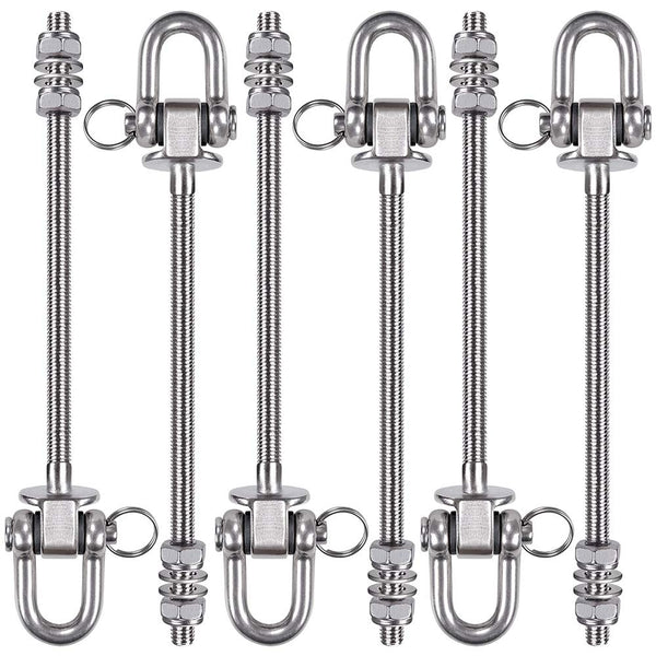 SELEWARE Heavy Duty Swing Hooks, 6 Pcs Antirust Stainless Steel Beam Hanger For Wood and Steel Beam Yoga Hammock Chair Porch Swing Sets Seat, 1800LB