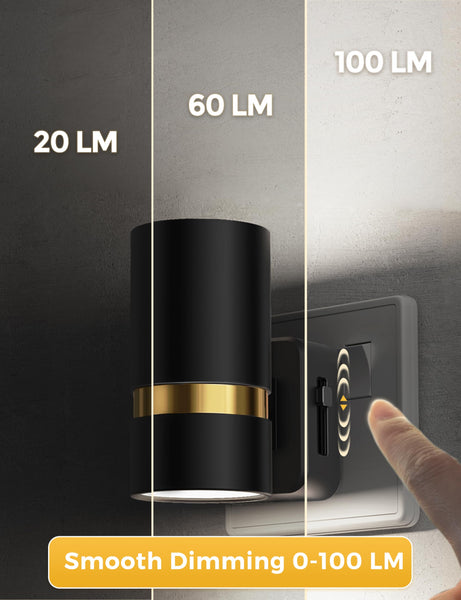 LOHAS-LED Night Light Plug in Wall, 1 Pack, Dimmable Nightlight, Dusk to Dawn Sensor, Brightness Adjustable 0-100LM, 3000K Warm White, Plug-in Modern Night Light for Hallway Bedroom Stair Bathroom