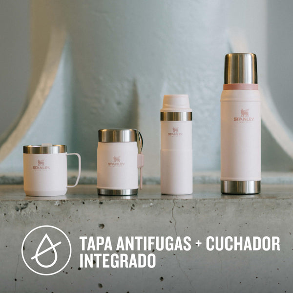 Stanley Classic Legendary Food Jar 0.4L With Spork - Keeps Cold For 7 Hours - BPA-Free Stainless Steel Soup Flask - Leakproof - Dishwasher Safe - Rose Quartz