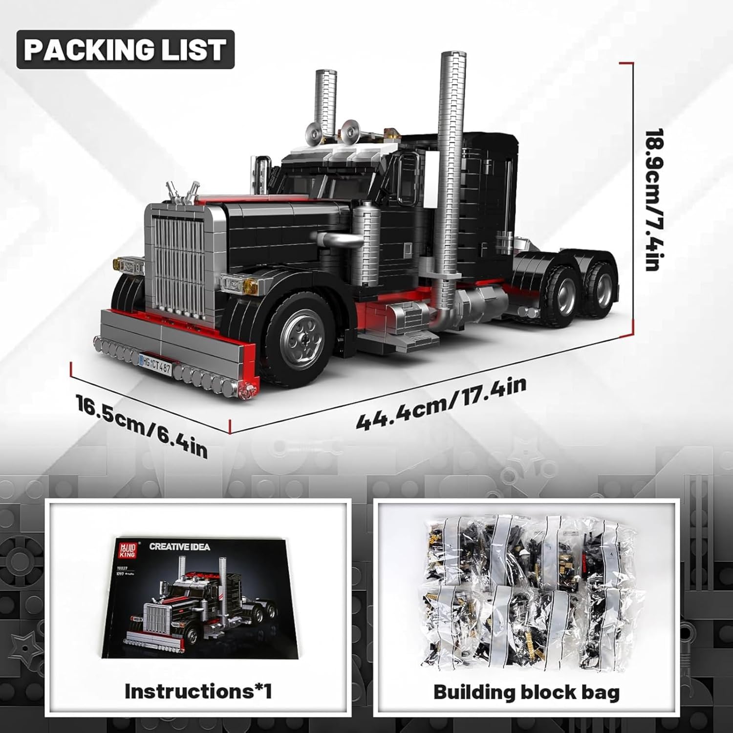 Mould King 10037 Heavy Duty Tow Truck Building Set, Road Trailer Building Blocks Kit, Car Model Toys for Kids/Adult/Vehicle Enthusiasts(1797 Pieces)