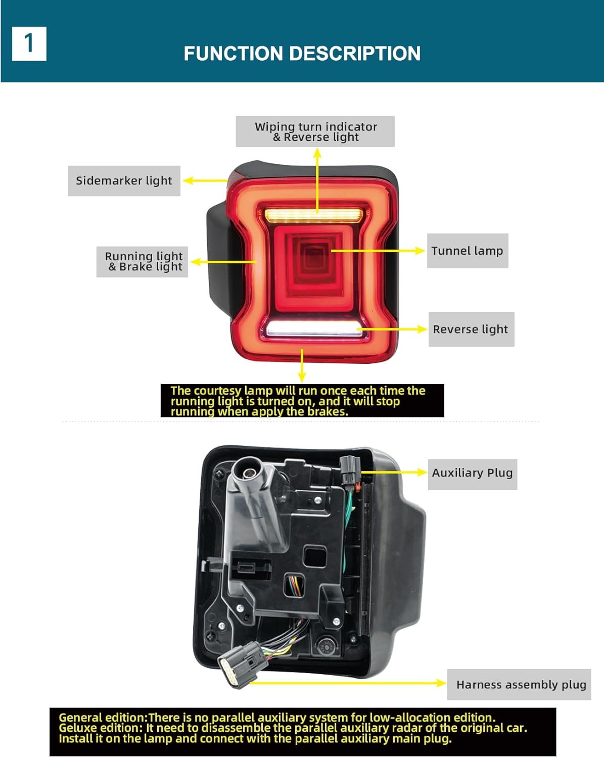 VLAND Compatible Rear Lights for J-eep Wrangler JL 2018-2023 4th Gen (Not Fit for 2018 Wrangler JK) Tail Light Set (Red)