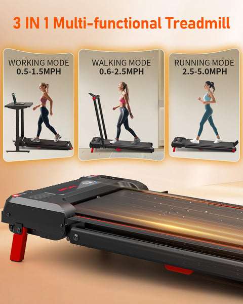 Walking Pad Treadmill, Anylife Incline Walking Pad Under Desk 330lbs Capacity, 2.5HP Portable Treadmills for Home, Compact Treadmill Small Running Pad with LED Display, Remote Control