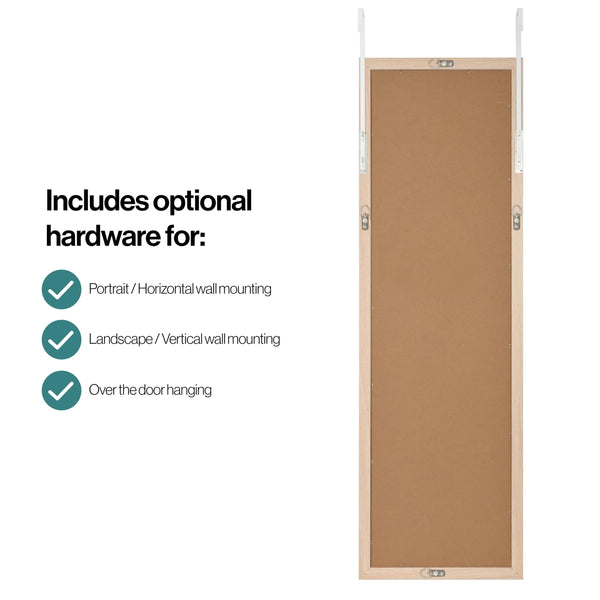 Home Selections Wooden Wall Mounted Mirror - Washed Wood - 35x110cm