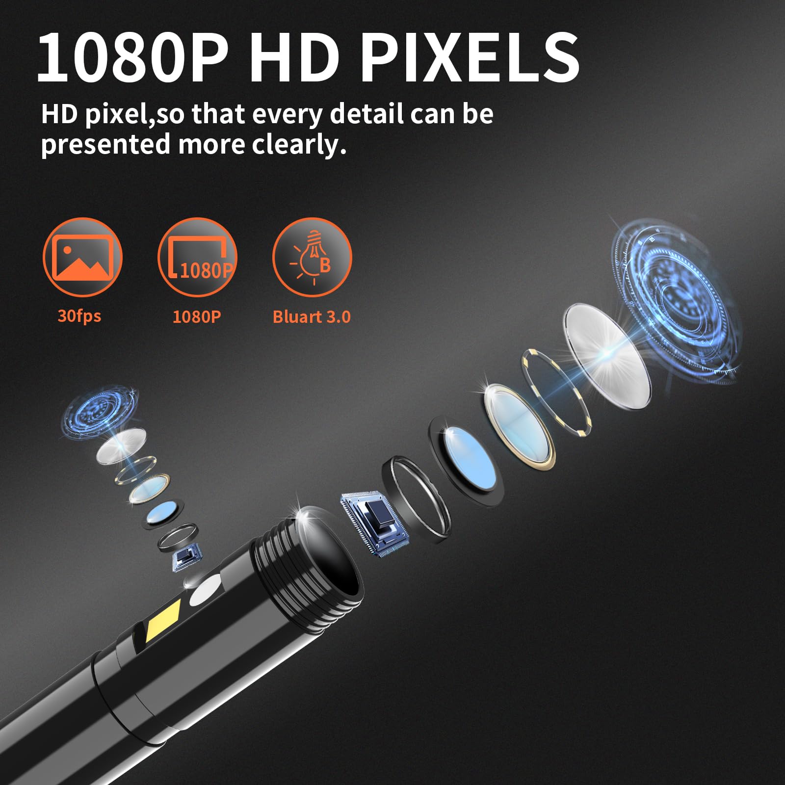 Daxiongmao Borescope, Endoscope Camera with Light, 1080P HD Inspection Camera, Borescope Camera with Light, IP67 Waterproof Camera, 16.5ft Flexible Endoscope Camera, Gadgets for Men (4.3”)