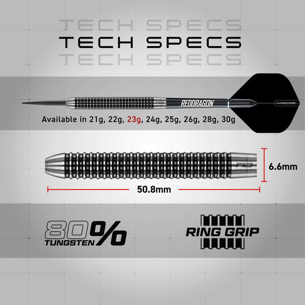 RED DRAGON Pegasus Professional Tungsten Steeltip Darts Set Available in 21, 23, 24, 25, 26, 28, 30 Gram with Flights, Stems (Shafts) and Wallet