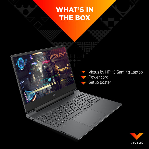 HP Victus 15.6" Gaming Laptop, AMD Ryzen 5-8645HS, 8 GB RAM, 512 GB SSD, NVIDIA GeForce RTX 2050 Graphics, FHD IPS Display, Up to 6 hrs 15 battery, Win 11, Mica Silver, 15-fb2002sa
