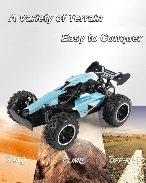 SZJJX Remote Control Cars – 2.4GHz High-Speed RC Car for Kids, 15KM/H+ 2WD Off-Road Car with 2 Rechargeable Batteries, Electric Remote Control Truck Toy for Boys & Girls Gifts (Green)