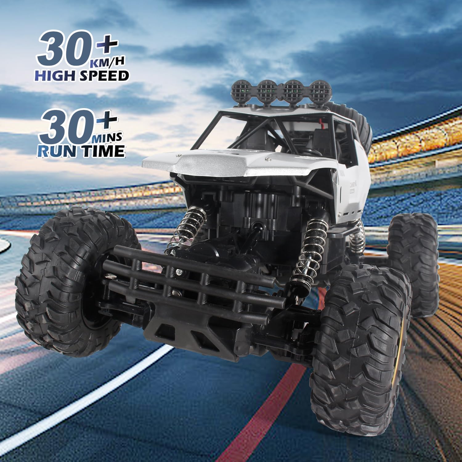 Jiakora RC Cars Remote Control Car 1:12 Off Road Monster Truck,Metal Shell 4WD Dual Motors LED Headlight Rock Crawler,2.4Ghz All Terrain Hobby Truck with 2 Batteries for 60 Min Play,Boy Adult Gifts